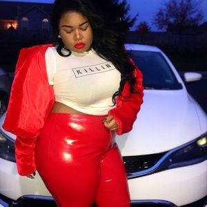 Faux leather bottoms